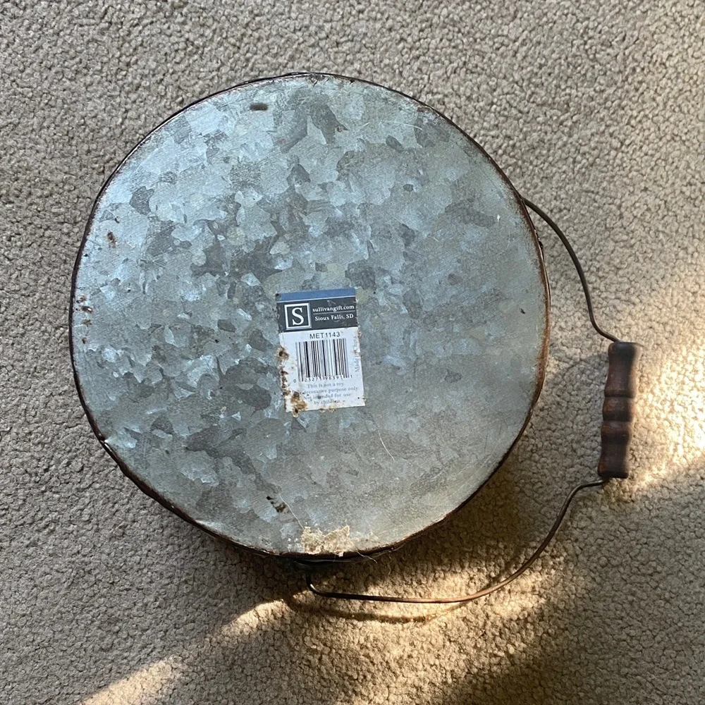 Rustic Metal Galvanized Bucket with Copper Accent - Home Accents